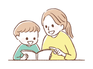 子どもに読み聞かせしている