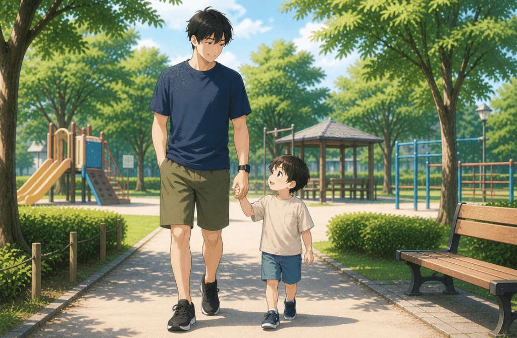 2.エアリズムコットンクルーネックT×ギアショーツ