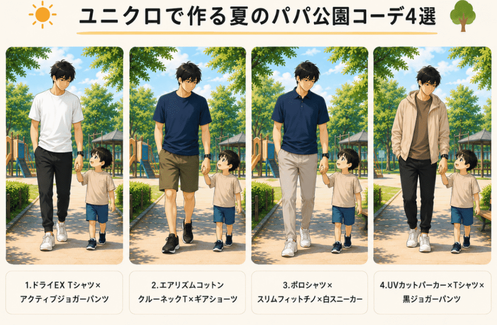 ユニクロで作る夏のパパ公園コーデ4選