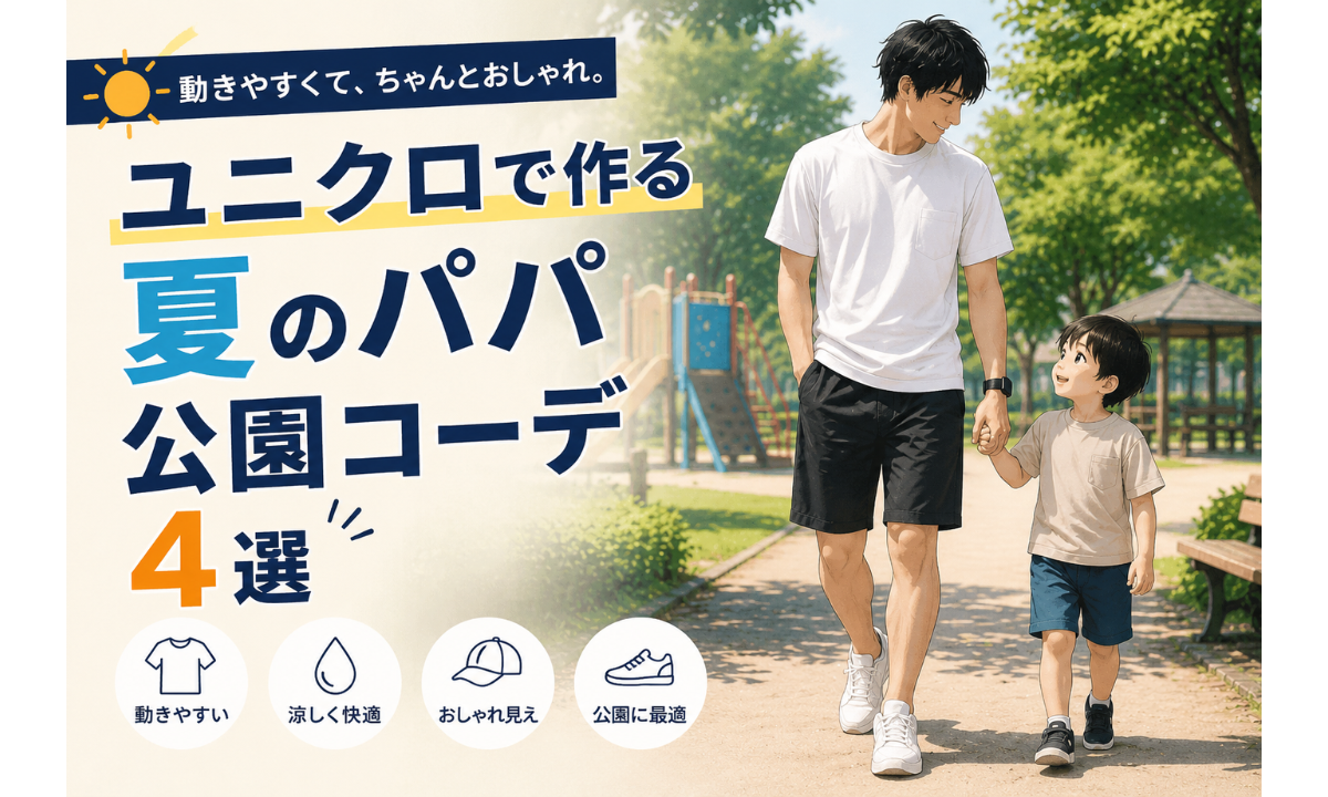 パパの夏公園コーデはユニクロでOK｜暑くても動きやすく清潔感のある服装を紹介